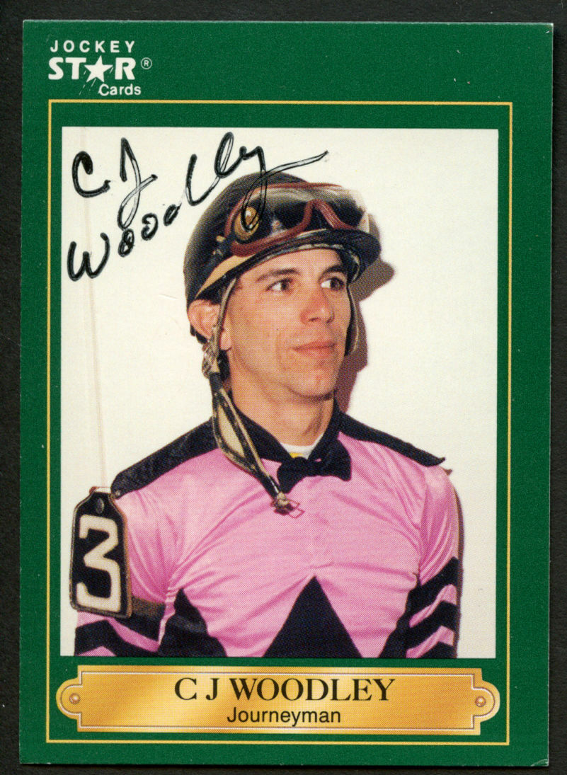 C J Woodley #207 signed autograph auto 1991 Horse Jockey Star Trading Card