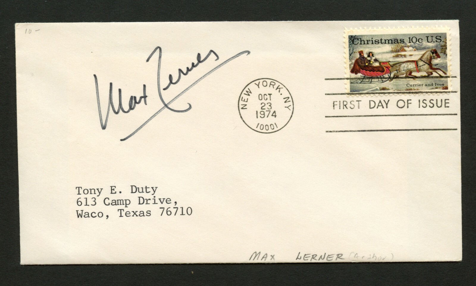 Max Lerner d.1992 signed autograph auto FDC cover American Journalist PC166