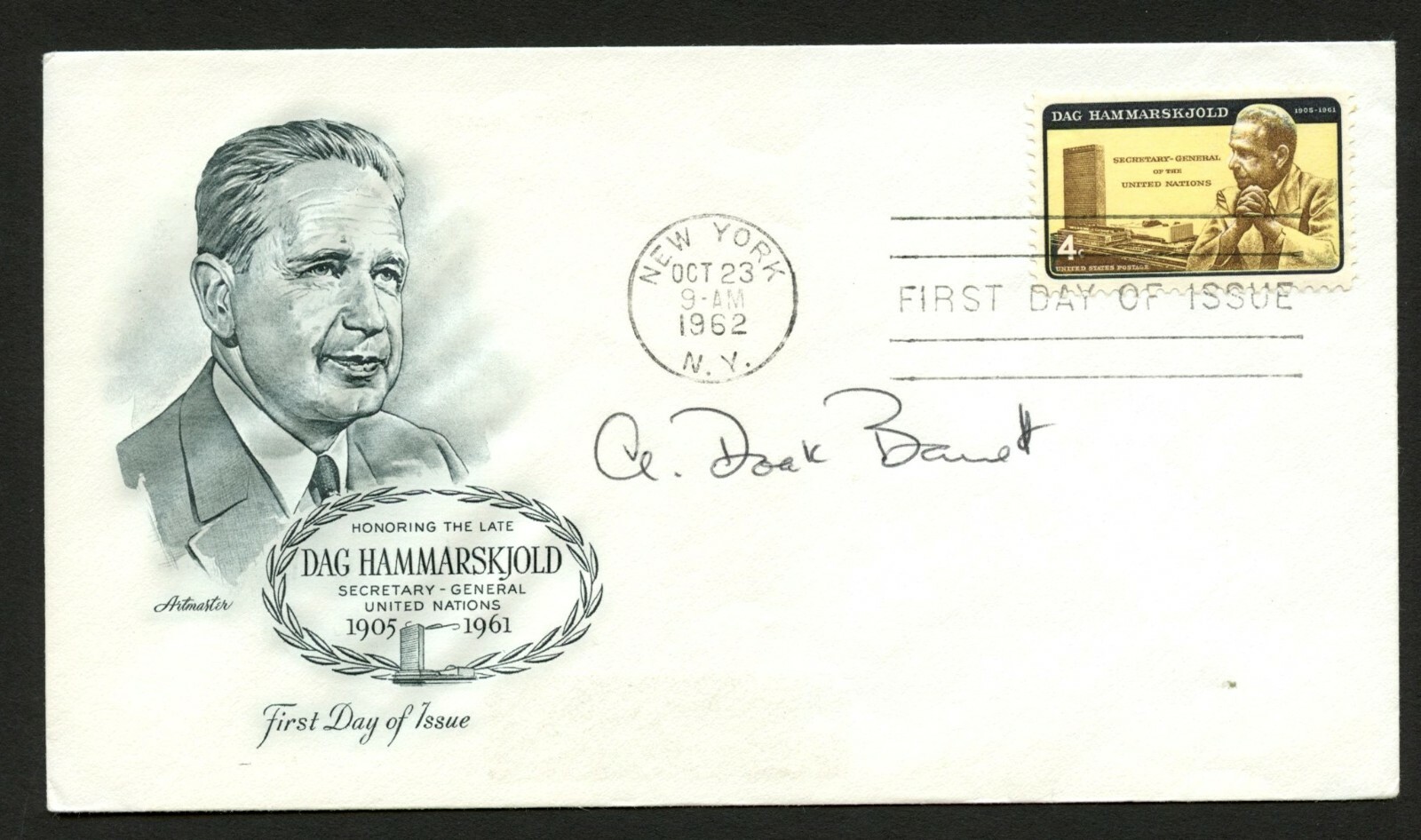 A. Doak Barnett d.1999 signed autograph auto FDC cover American Journalist PC030