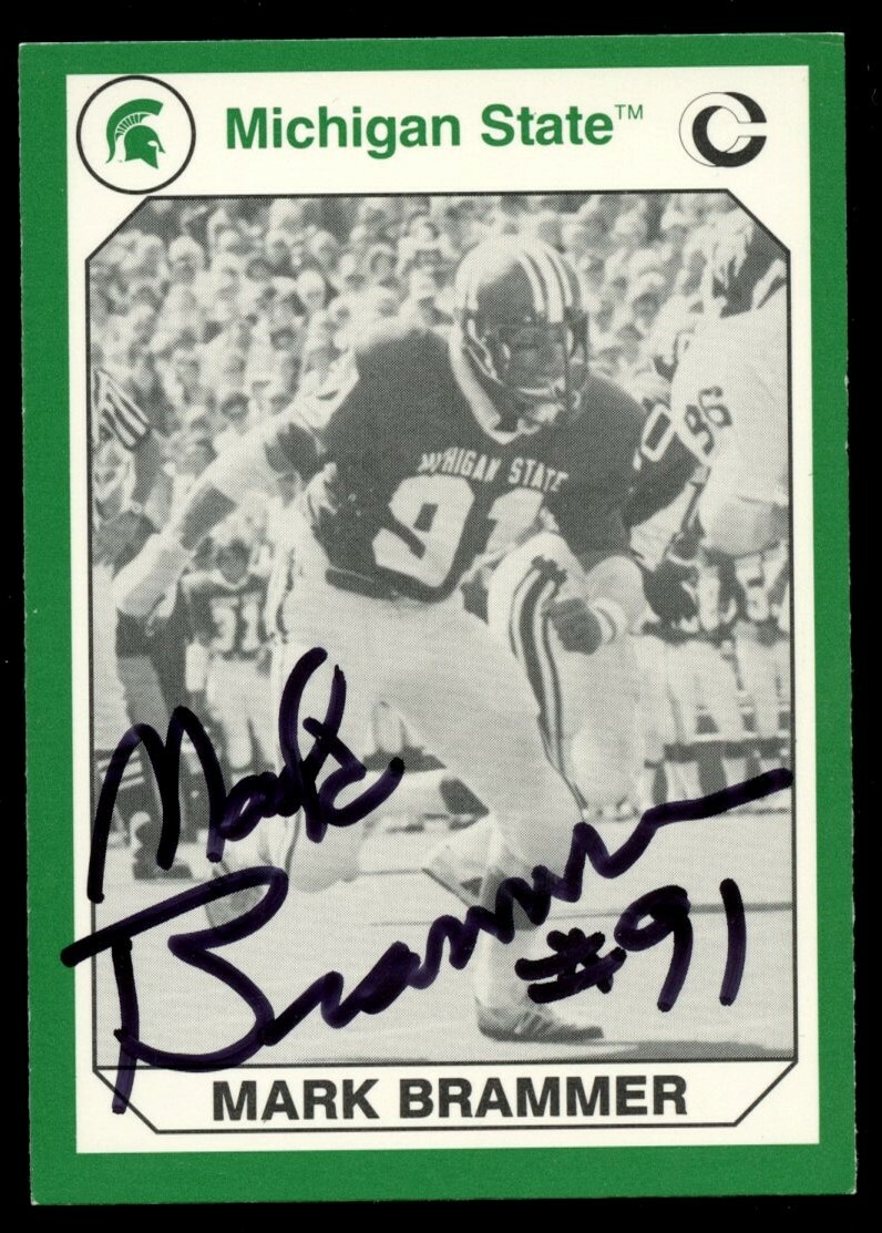 Mark Brammer #40 signed autograph 1990 Michigan State Collegiate Collection Card