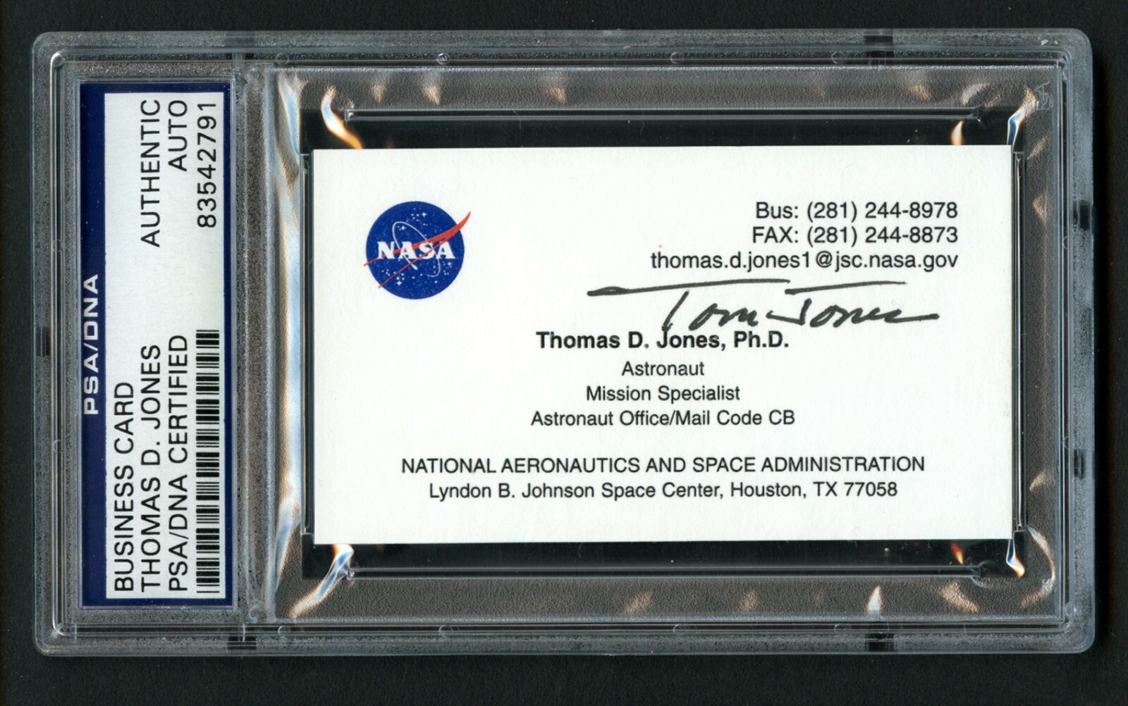 Thomas D. Jones signed autograph auto NASA Astronaut Business Card PSA Slabbed