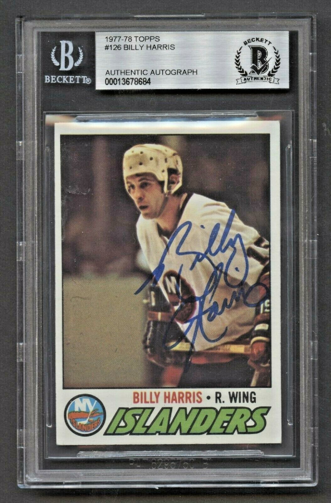 Billy Harris #126 signed autograph auto 1977-78 Topps Hockey Card BAS Slabbed