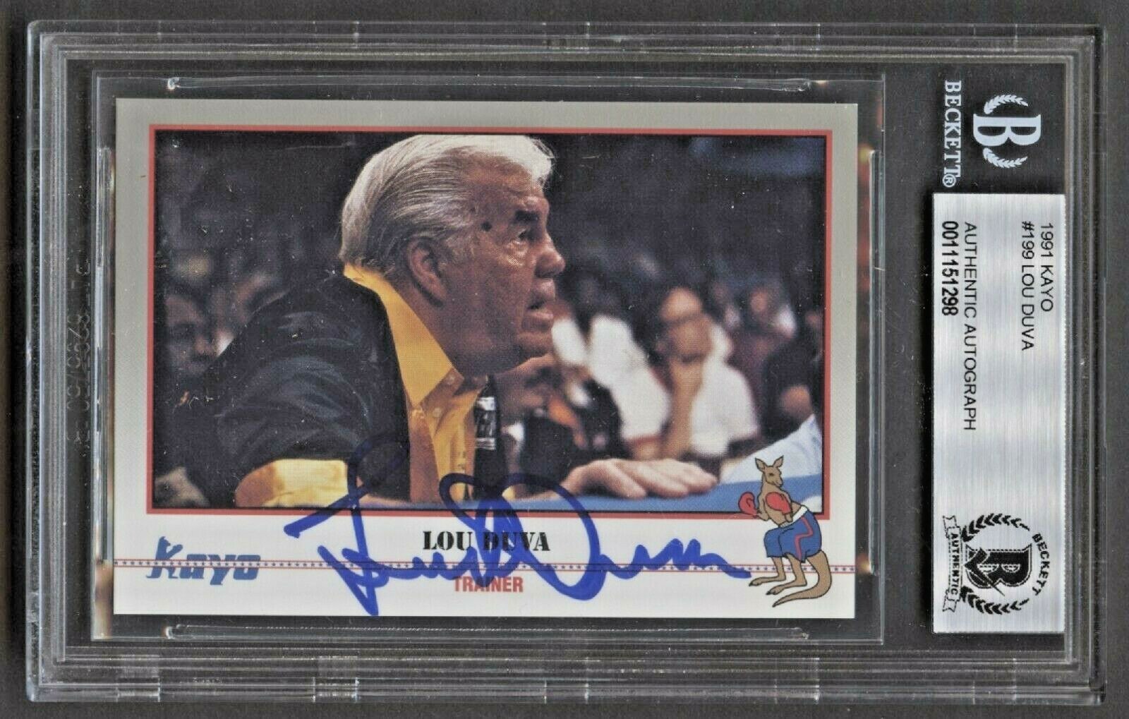 Lou Duva #199 signed autograph auto 1991 Kayo Boxing Trading Card BAS Slabbed