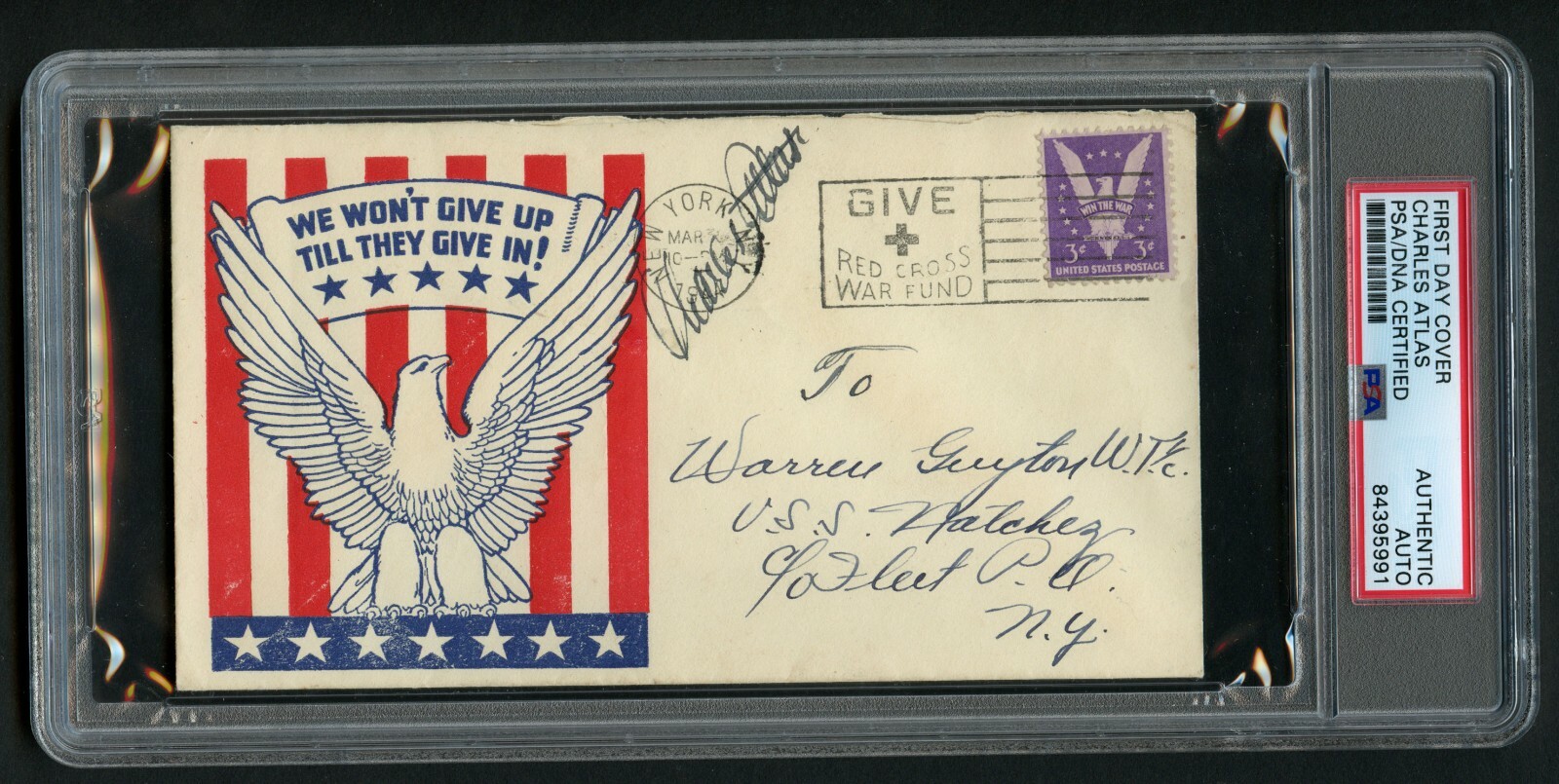 Charles Atlas signed auto FDC Developer of a Bodybuilding Method PSA Slabbed