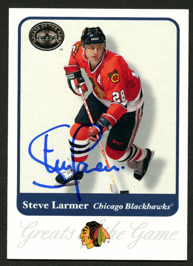 Steve Larmer #24 signed autograph 2001 Fleer Hockey Greats of the Game GOTG