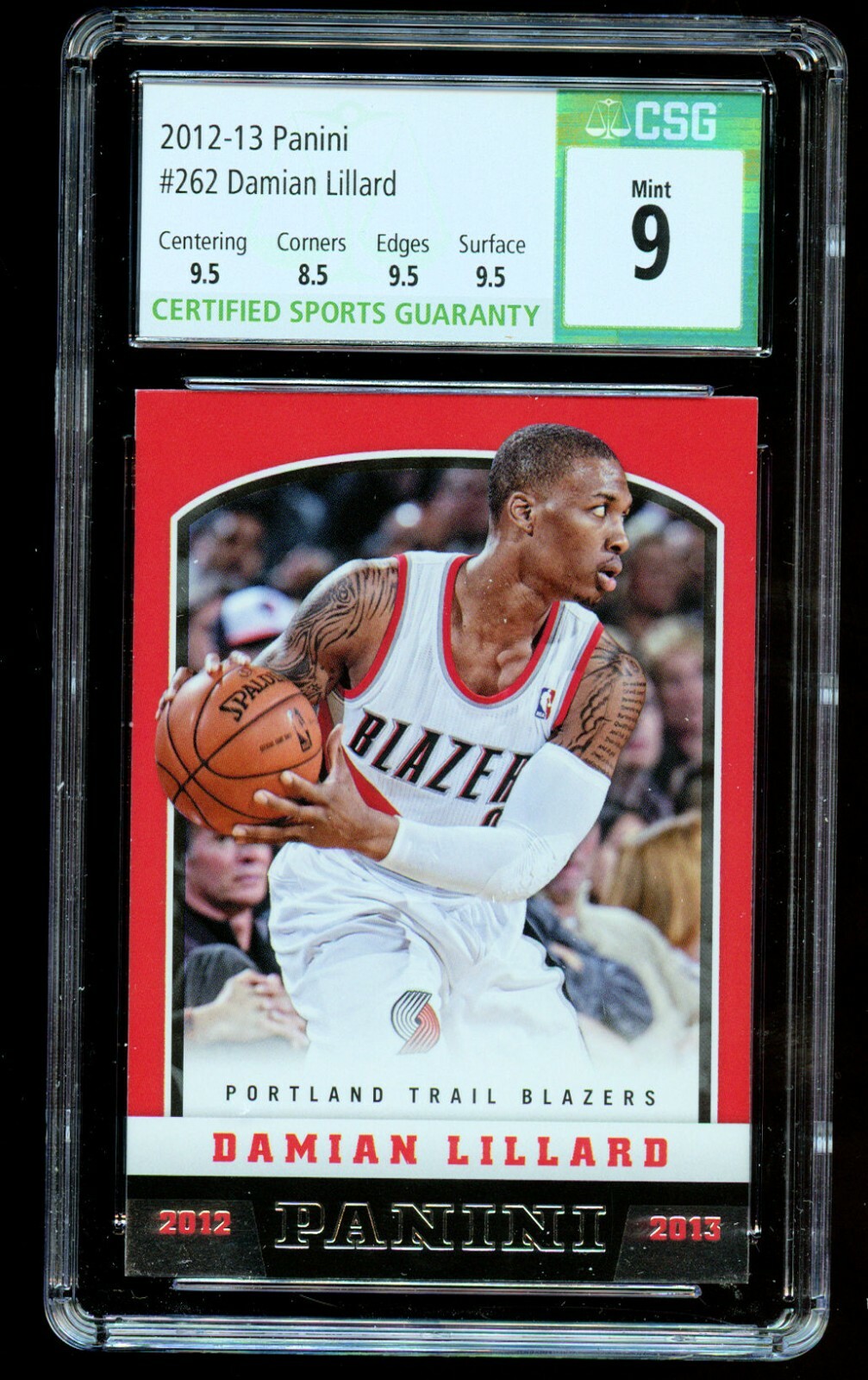 2012-13 Panini Basketball Damian Lillard Base RC CSG 9 MINT #262 w/ 3 9.5 Subs