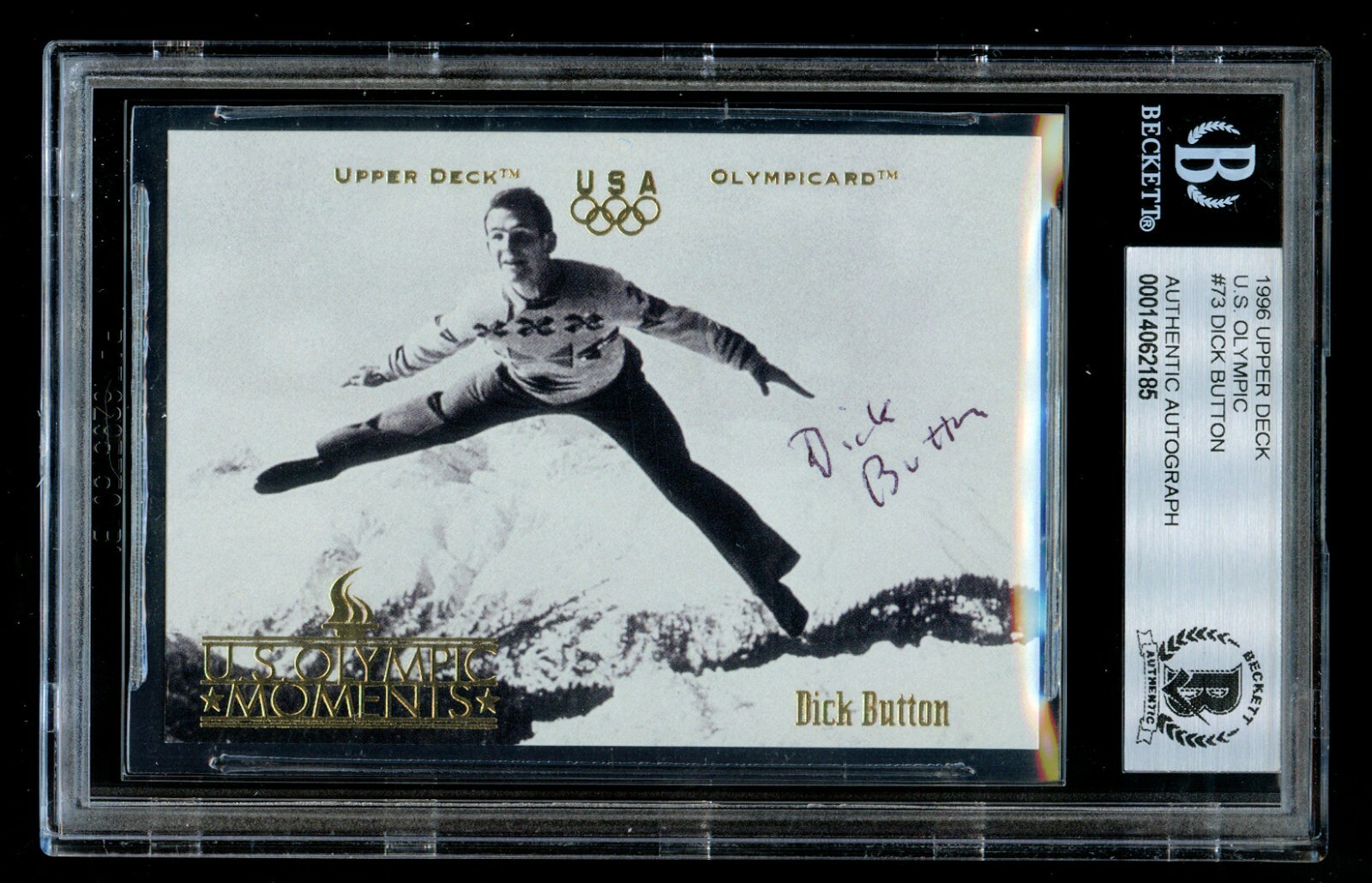 Dick Button #73 signed autograph auto 1996 Upper Deck Olympic Card BAS Slabbed