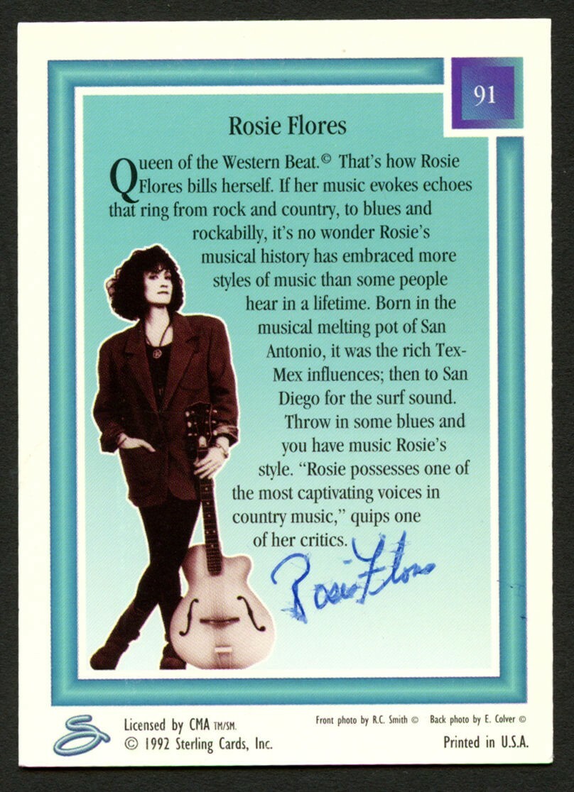 Rosie Flores #91 signed autograph auto 1992 CMA Country Gold Music Trading Card