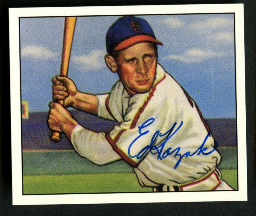 Eddie Kazak #36 signed autograph auto 1950 Bowman Gum Baeball Reprint Card ~