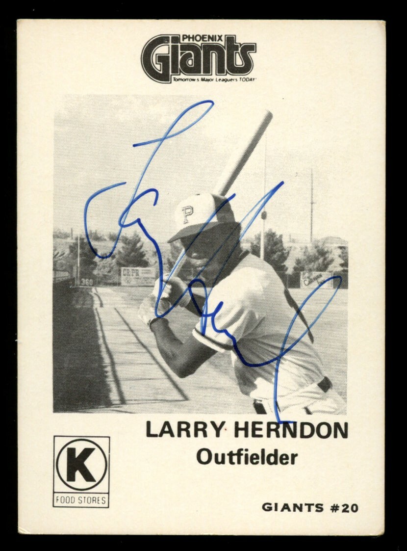 Larry Herndon #11 signed autograph 1975 Phoenix Giants Circle K Baseball Card