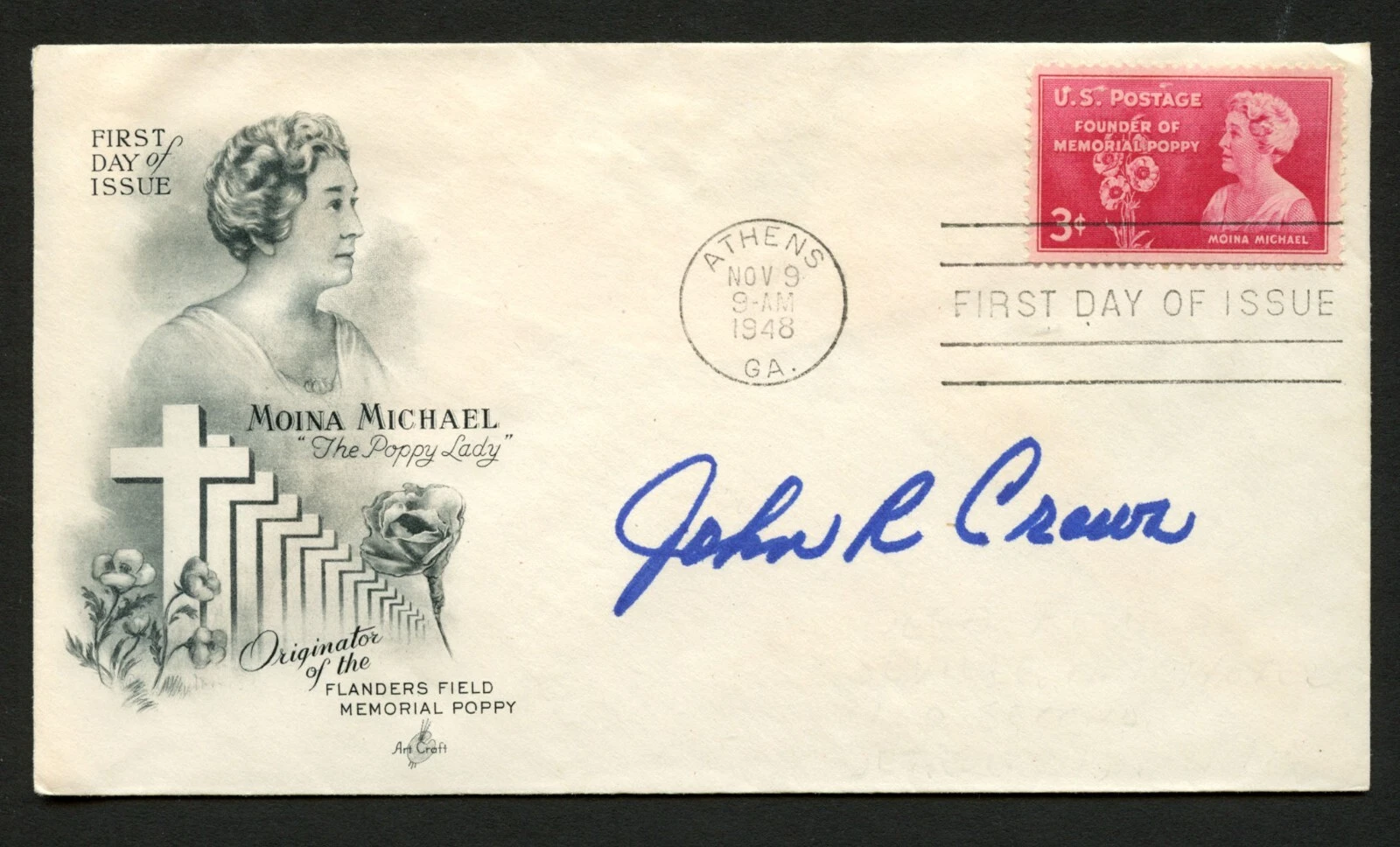 John Crews d1999 signed autograph FDC Medal of Honor Recipient US Army WWII