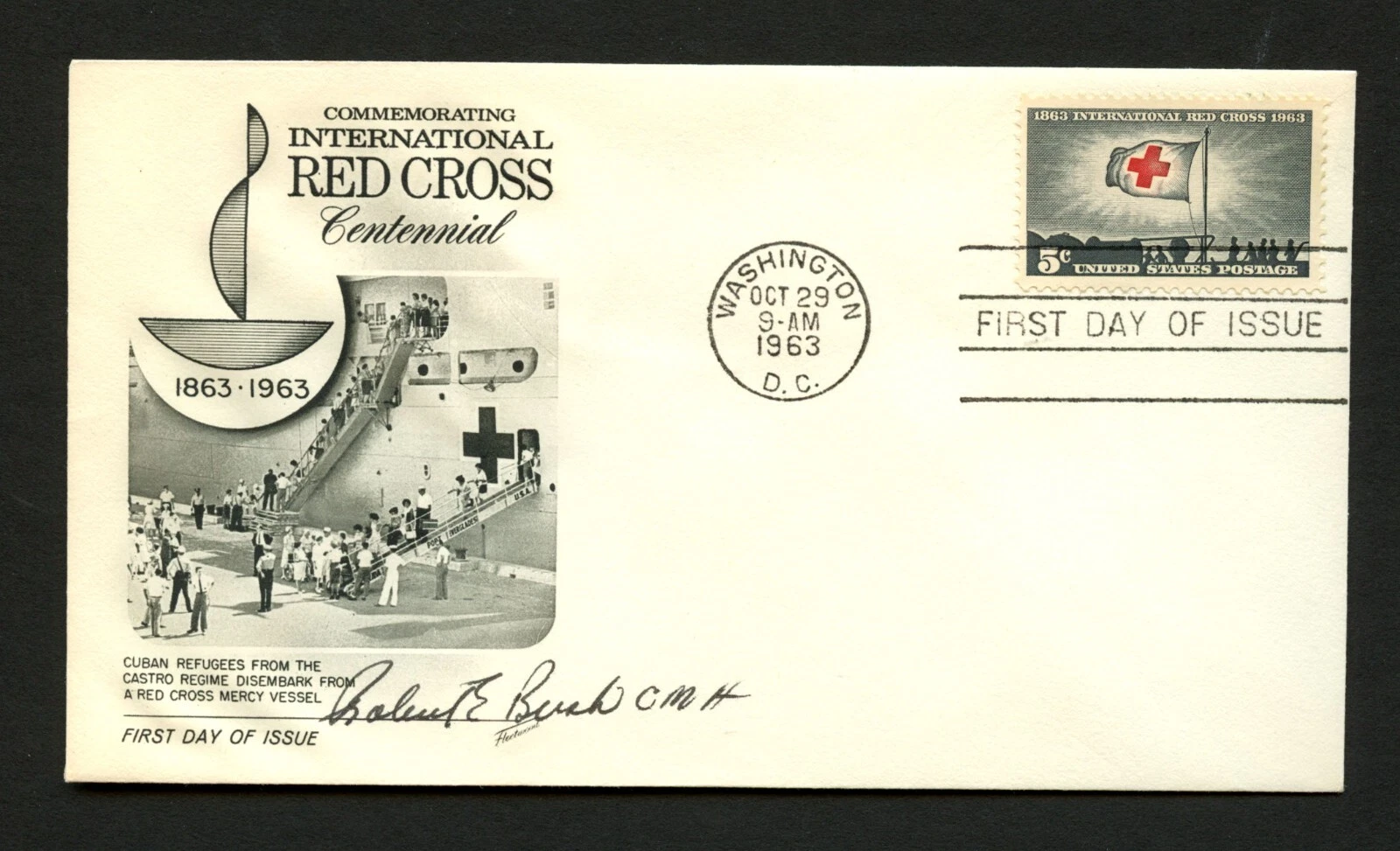 Robert E. Bush d2005 signed autograph auto FDC Medal of Honor Recipient USN WWII