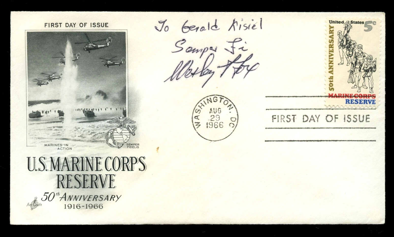 Wesley Fox signed autograph auto FDC Medal of Honor Recipient USMC Vietnam