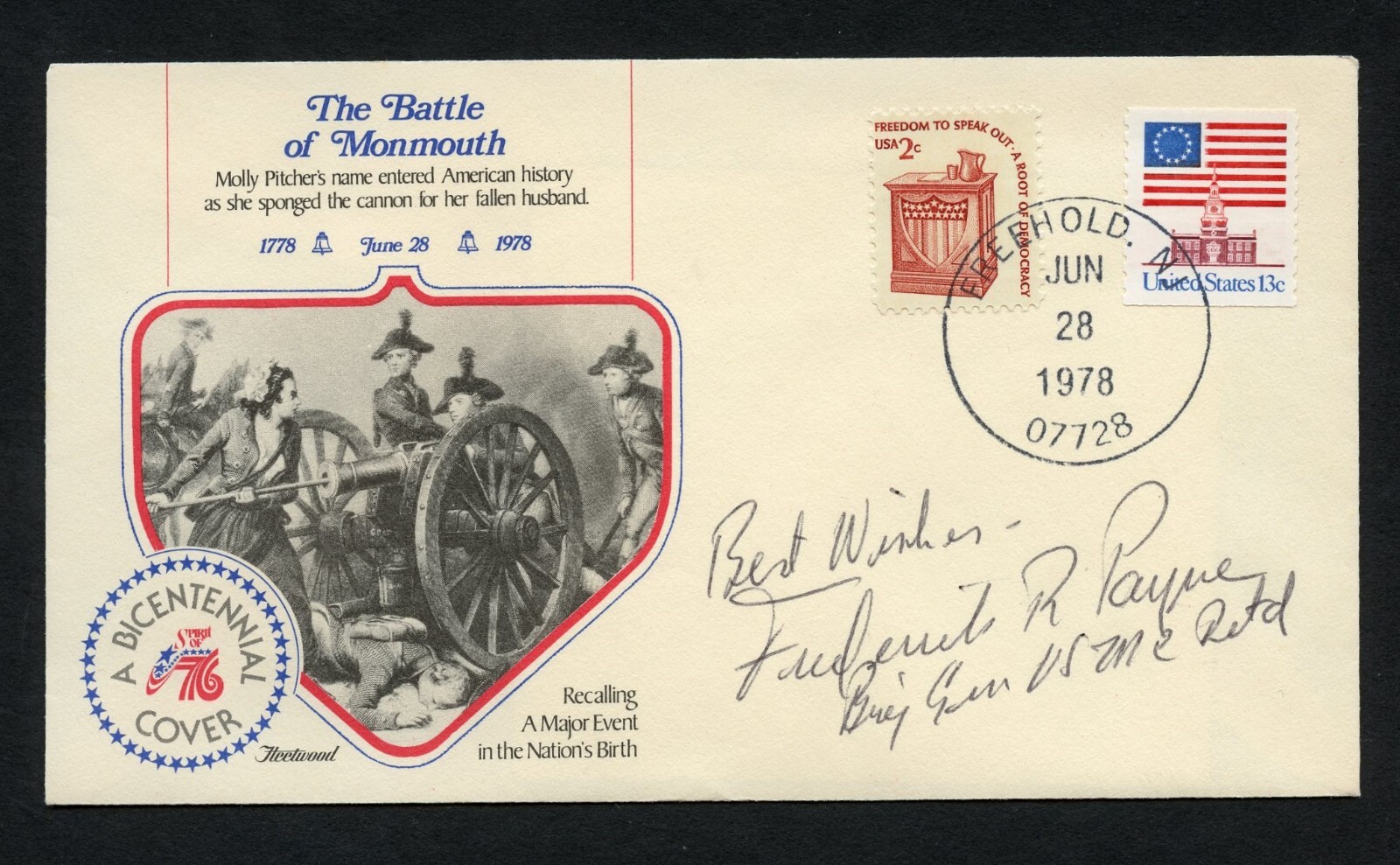 Frederick R. Payne d2015 signed autograph auto First Day Cover WWII ACE USMC