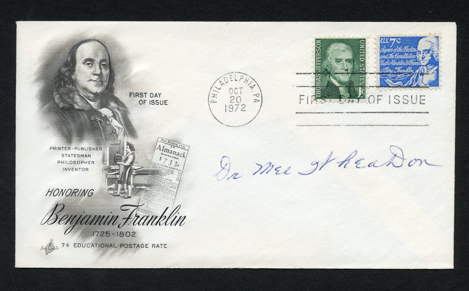 Elmer M. Wheadon d1998 signed autograph auto First Day Cover WWII ACE USAAF