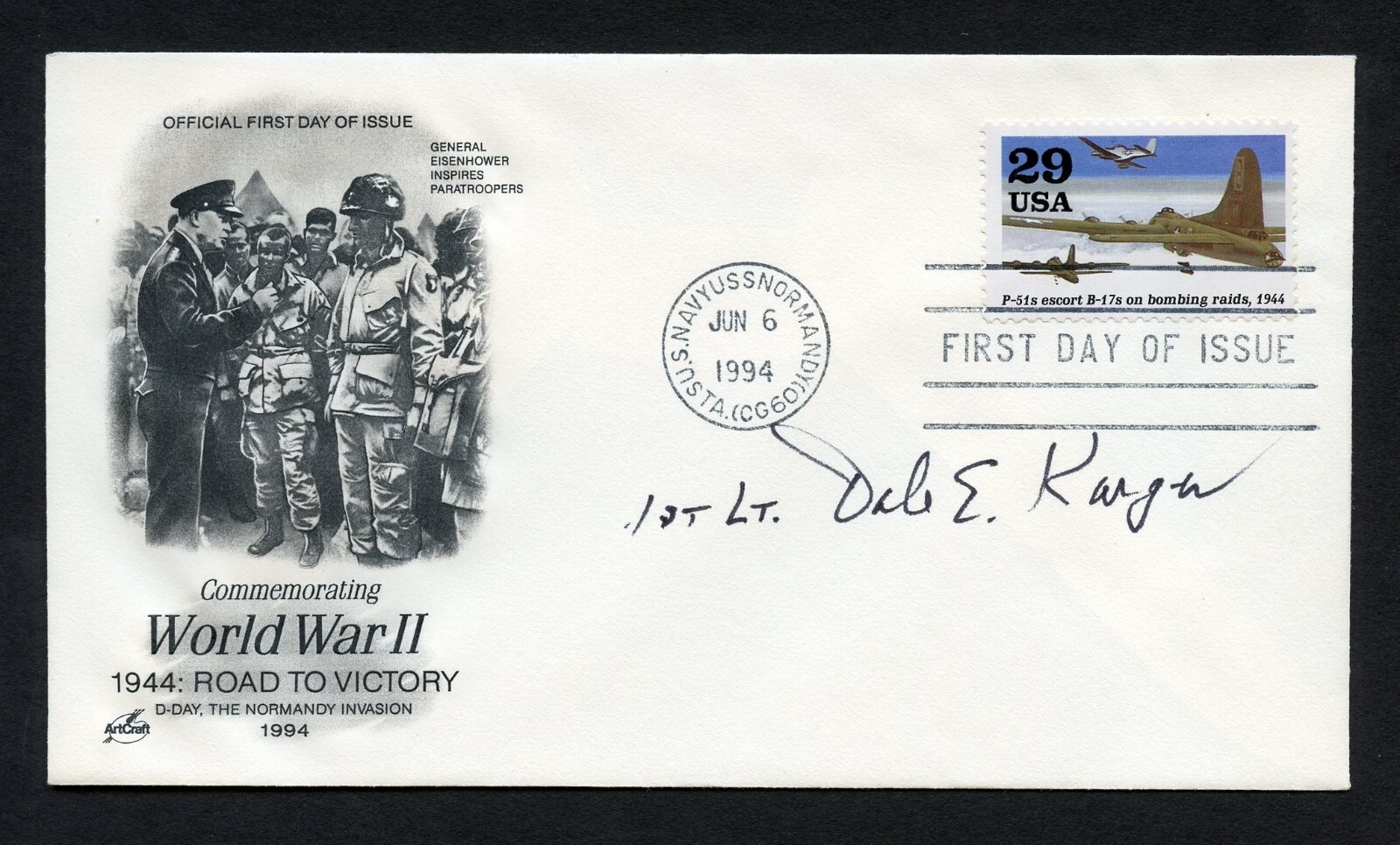 Dale E. Karger d2008 signed autograph auto First Day Cover WWII ACE USAAF