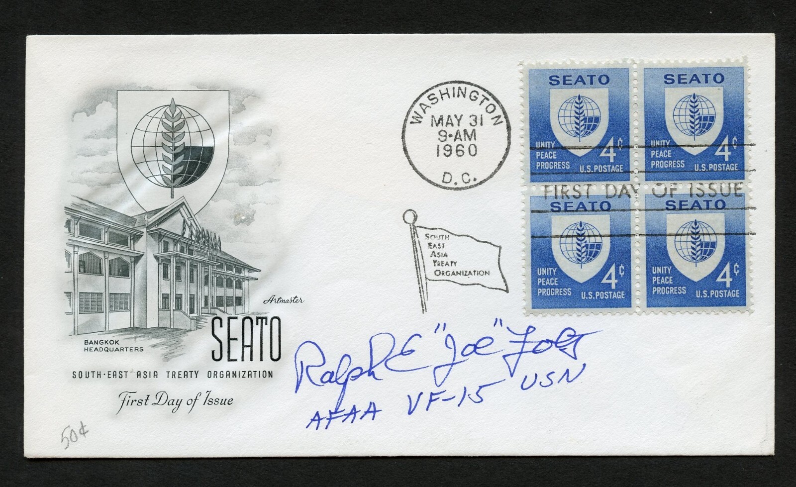 Ralph E. Foltz signed autograph auto First Day Cover WWII ACE US Navy