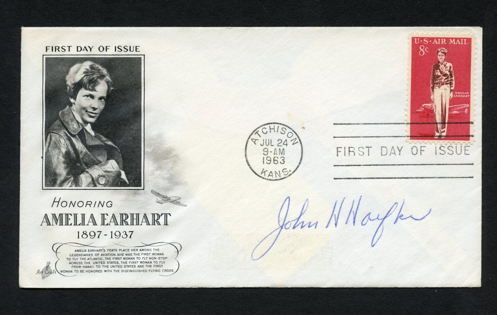 John H. Hoefker d1990 signed autograph auto First Day Cover WWII ACE USAAF