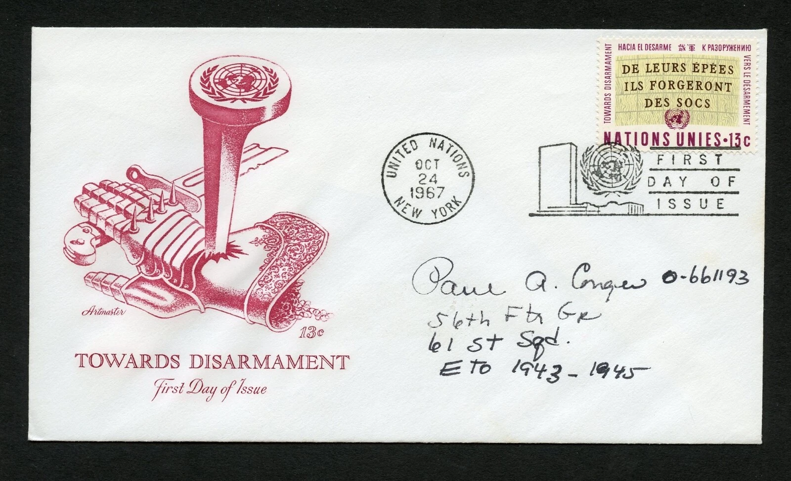 Paul Conger d1994 signed autograph auto First Day Cover WWII USAAF