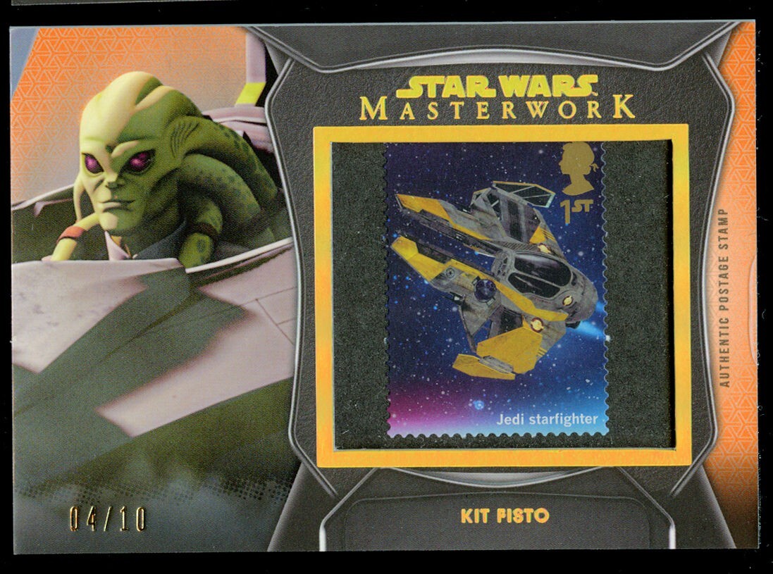 Star Wars Masterwork 2021 Topps Kit Fisto Postage Stamp Relic Orange Card 4/10