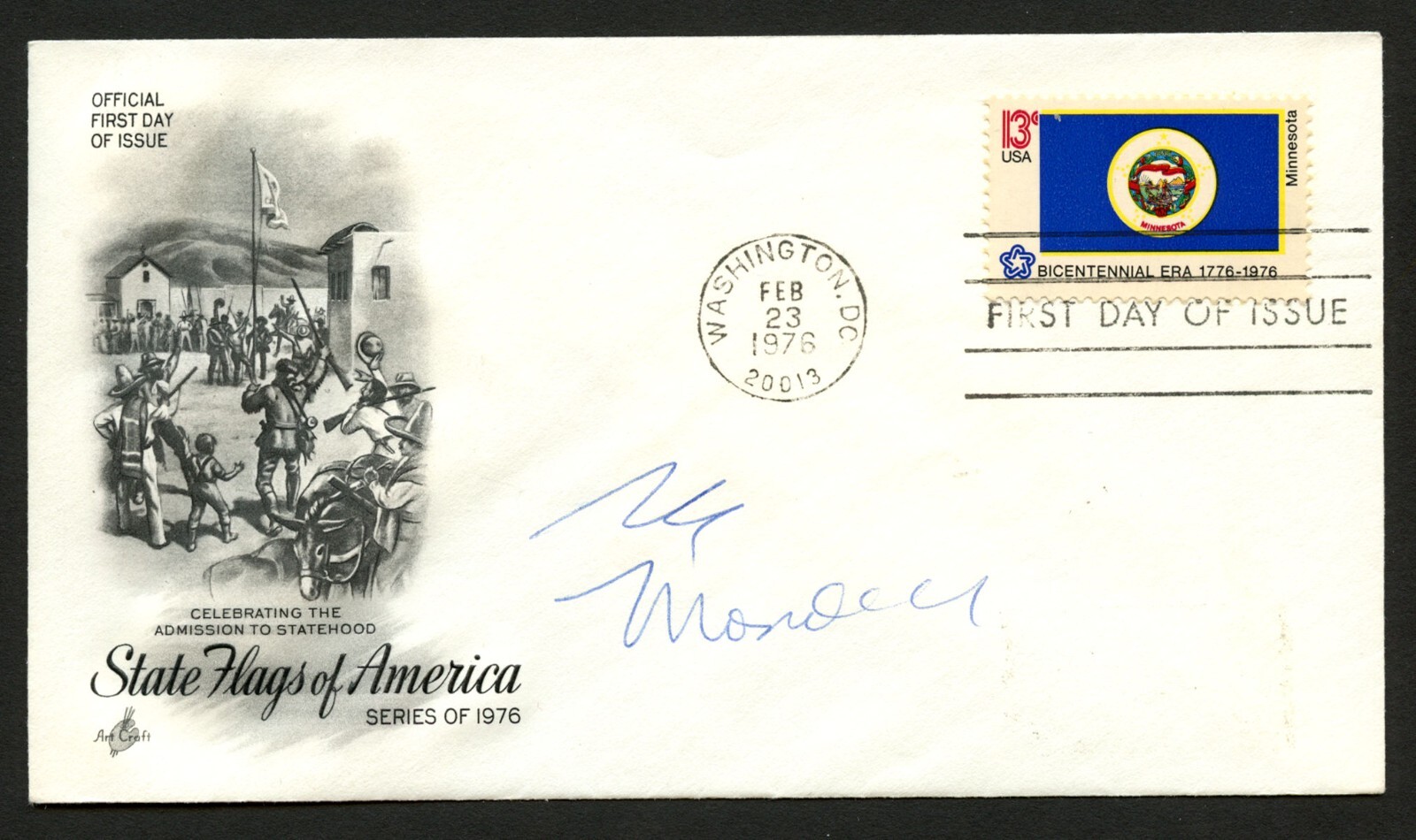 Walter Mondale d2021 signed autograph auto FDC United States Vice President BAS