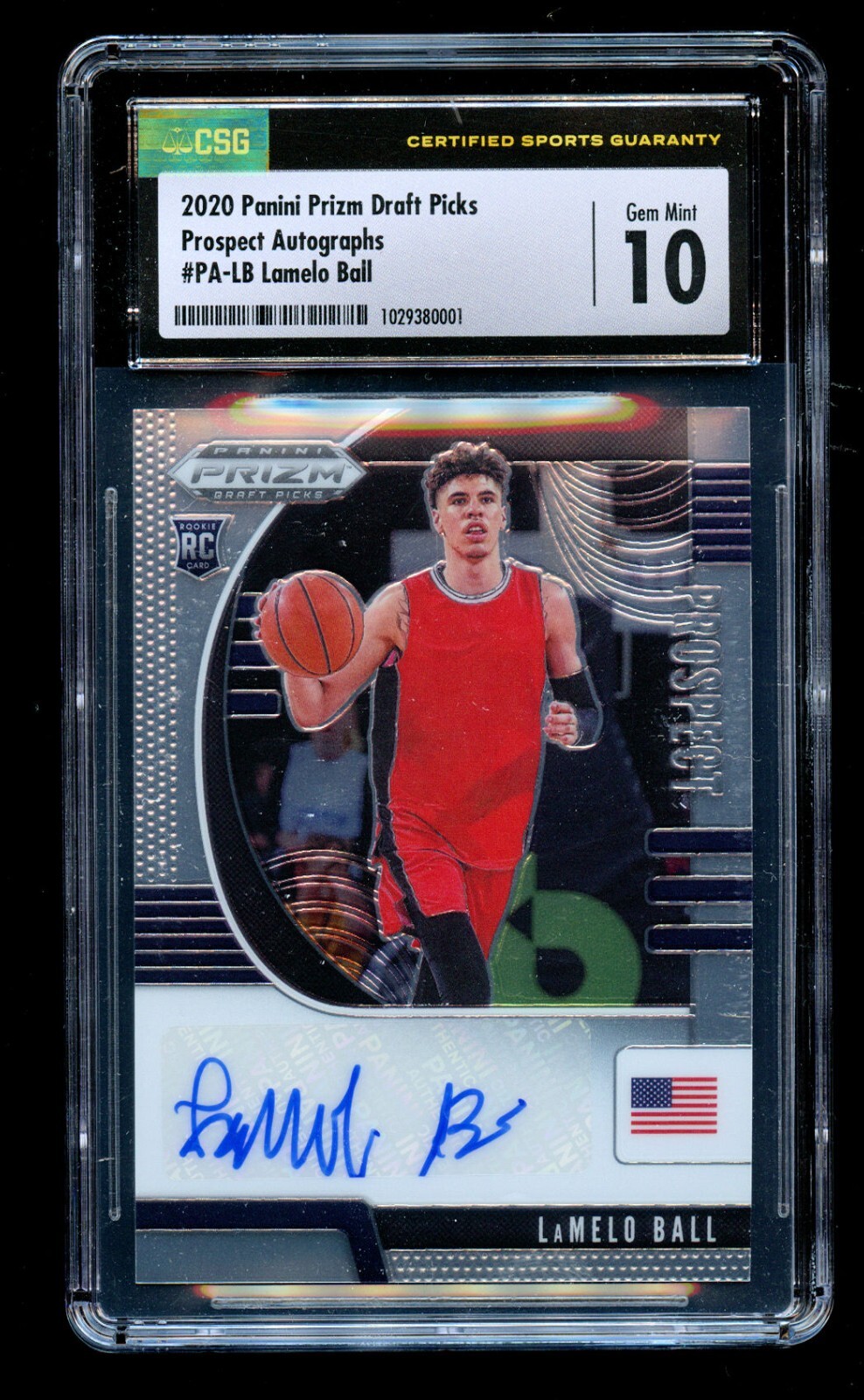 Lamelo Ball #PA-LB 2020 Panini Prizm Draft Picks Prospect Autographs CSG 10