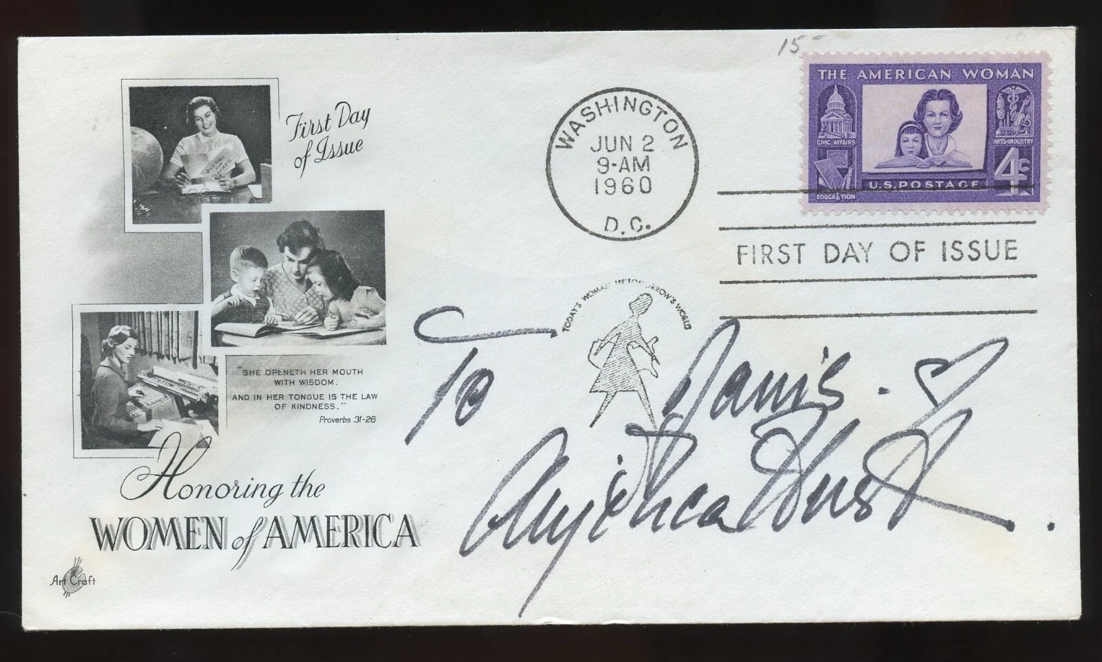 Angelica Huston signed autograph auto Actress A Walk With Love and Death FDC