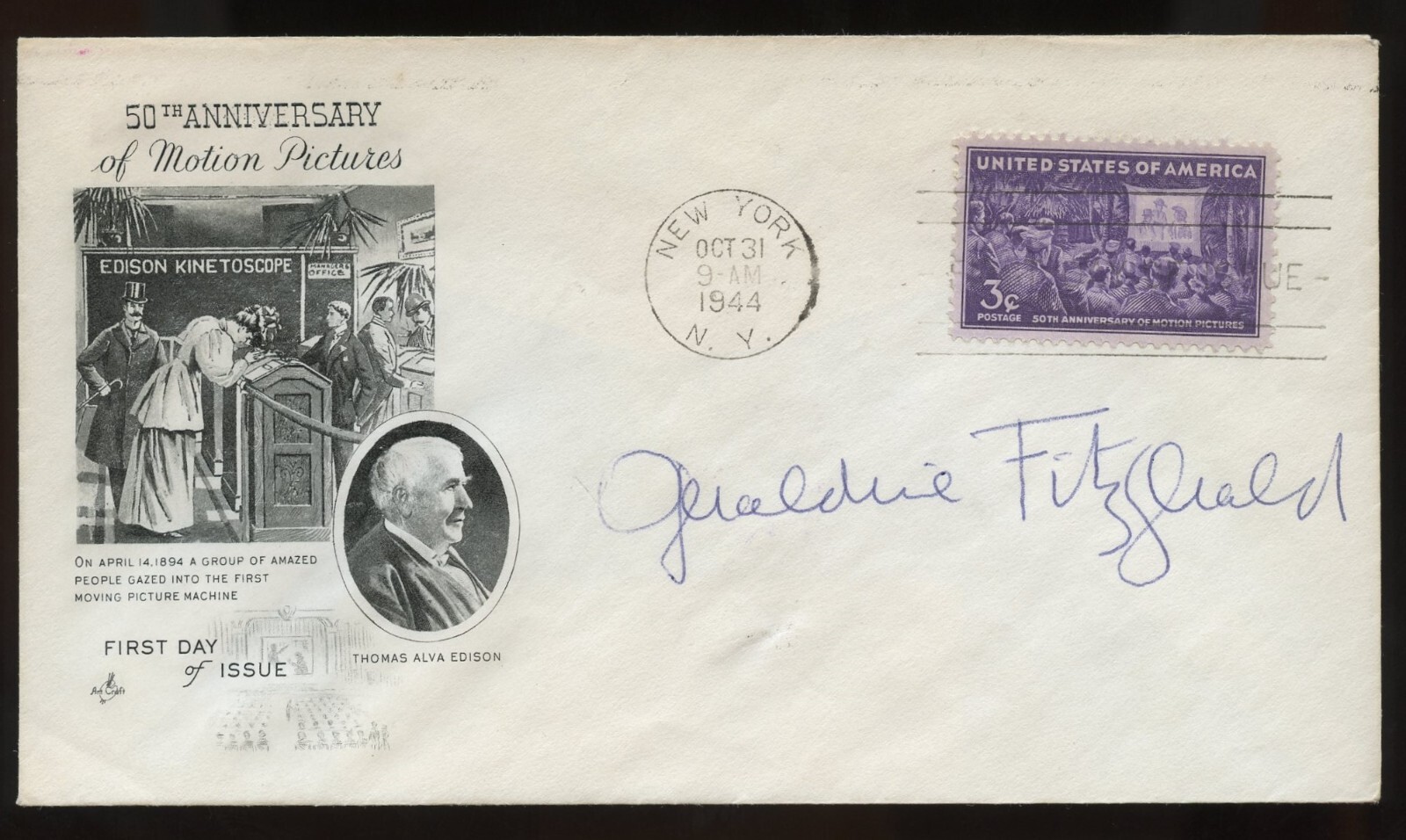 Geraldine Fitzgerald d2005 signed autograph Actress American HOF First Day Cover