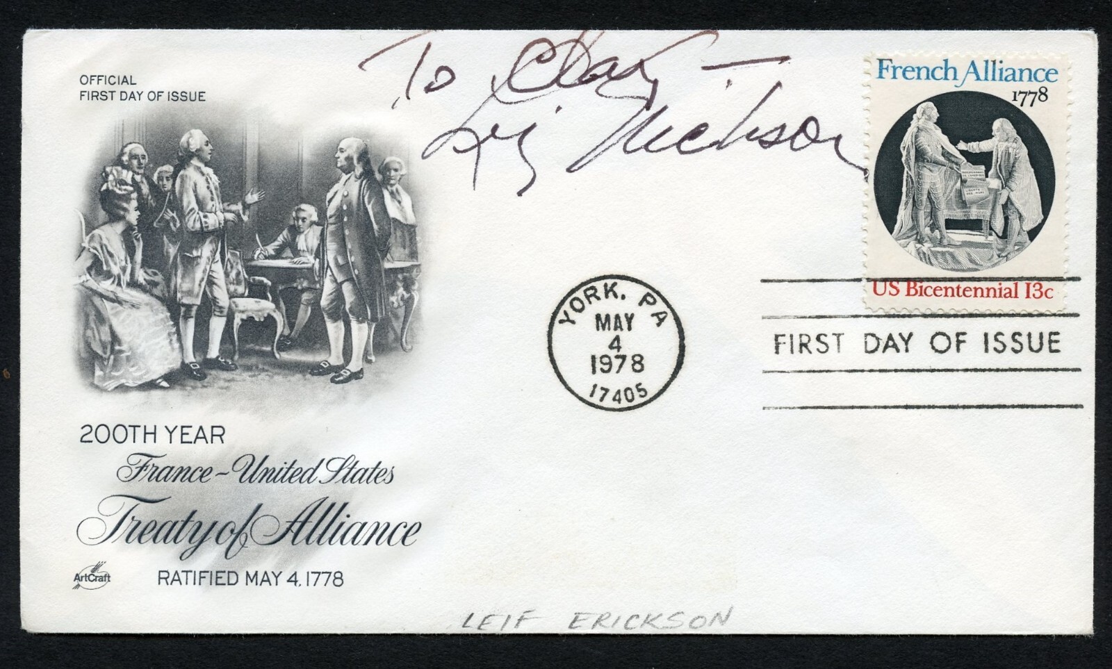 Leif Erickson d1986 signed autograph Actor The High Chaparral First Day Cover