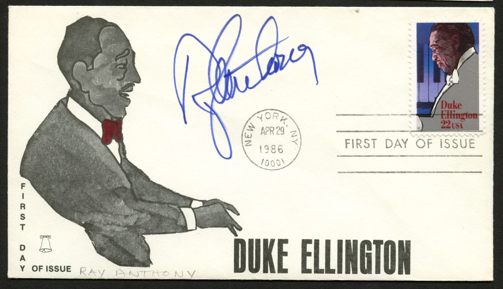 Ray Anthony signed autograph auto Actor and Band Leader Postal Cover FDC