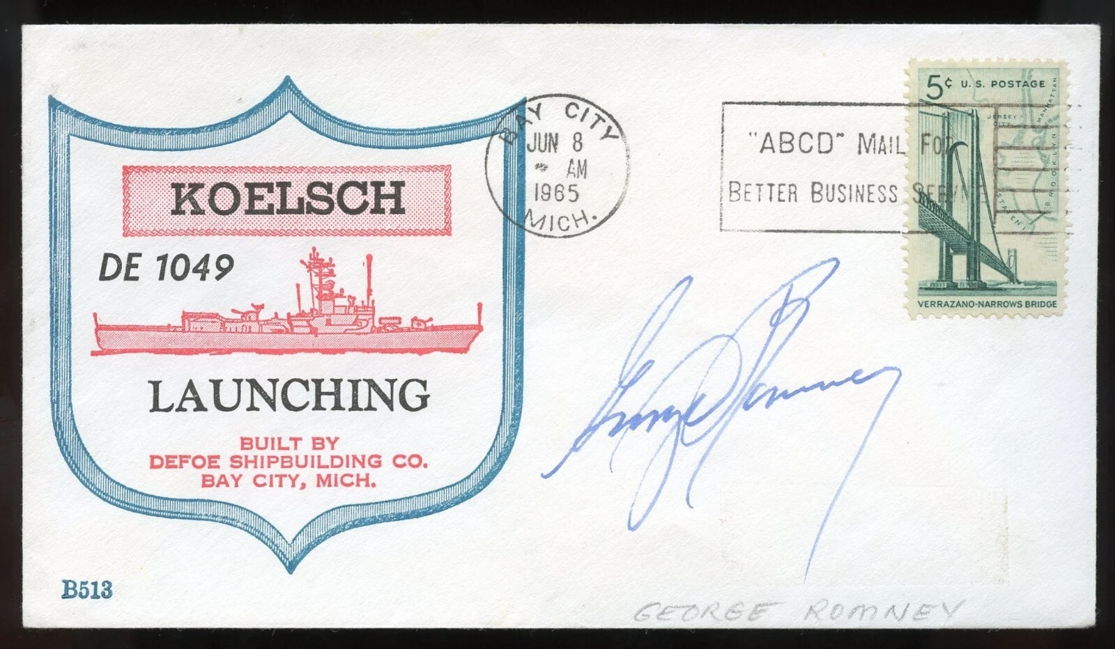 George W. Romney d1995 signed autograph auto Governor of Michigan State FDC