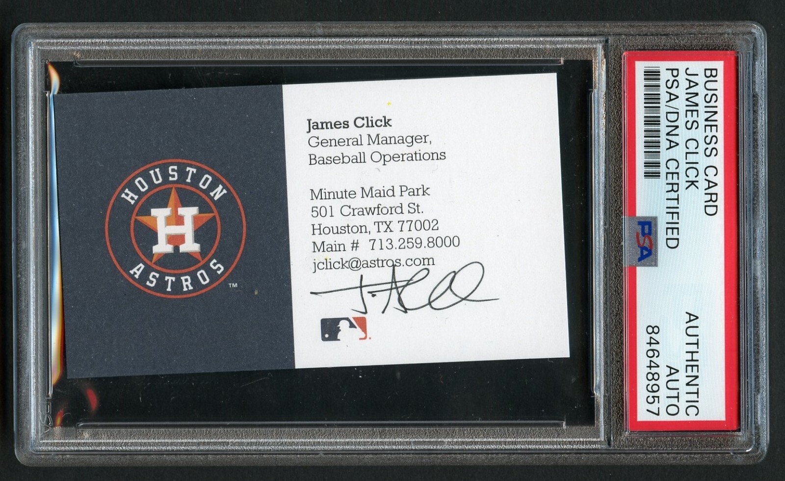 James Click signed autograph auto Business Card Houston Astros GM PSA Slabbed