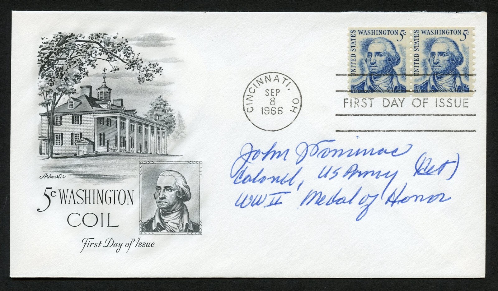John Tominac d1998 signed autograph auto FDC MOH Recipient US Army WWII BAS