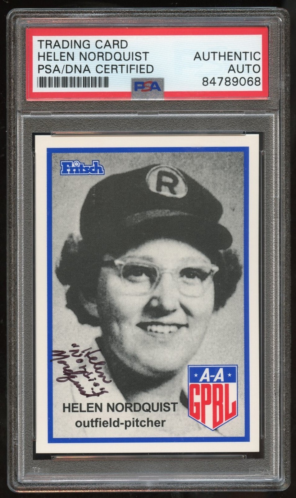 Helen Nordquist #143 signed autograph auto 1995-96 FRITSCH AAGPBL PSA Slabbed