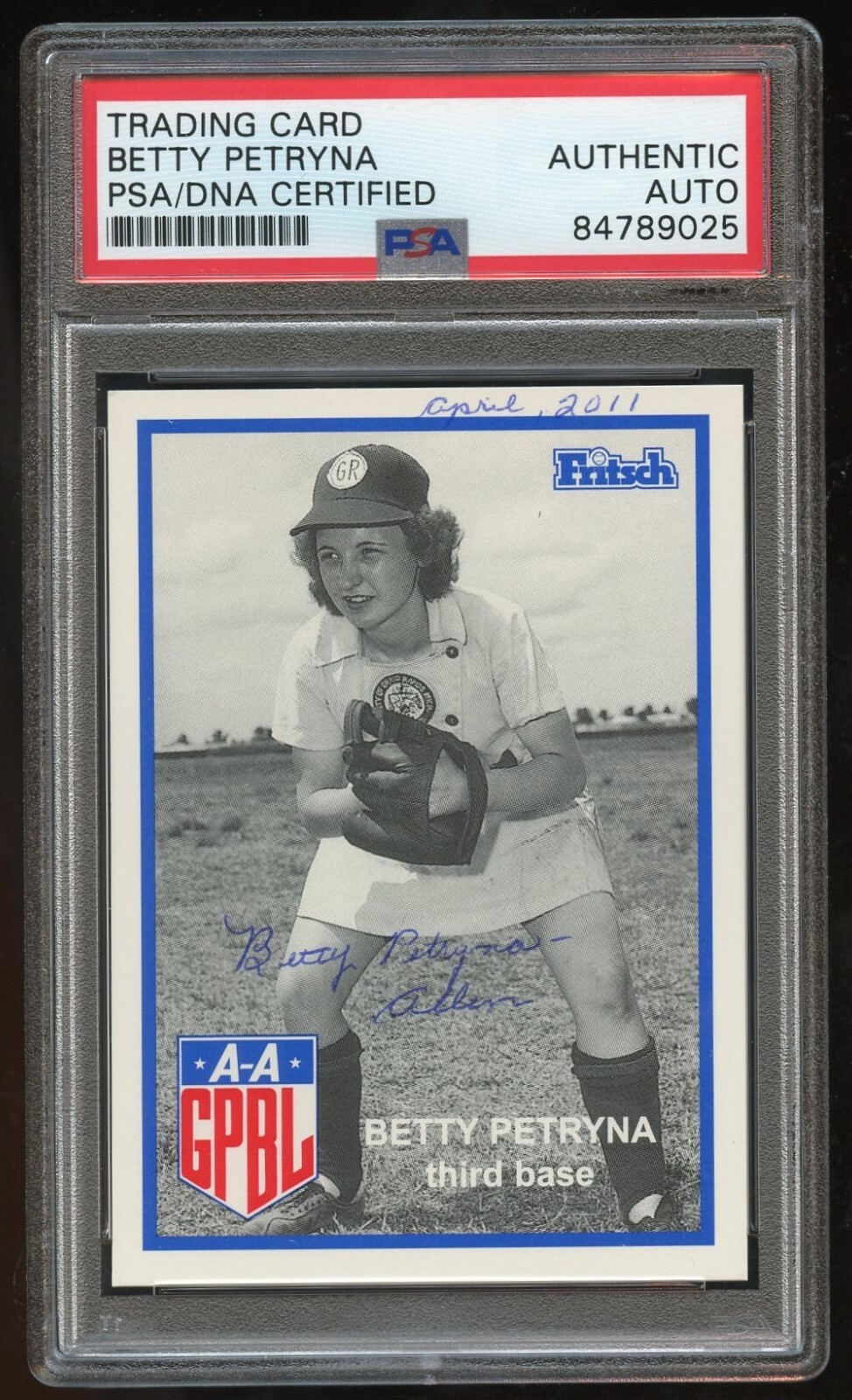 Betty Petryna #155 signed autograph auto 1995-96 FRITSCH AAGPBL PSA Slabbed