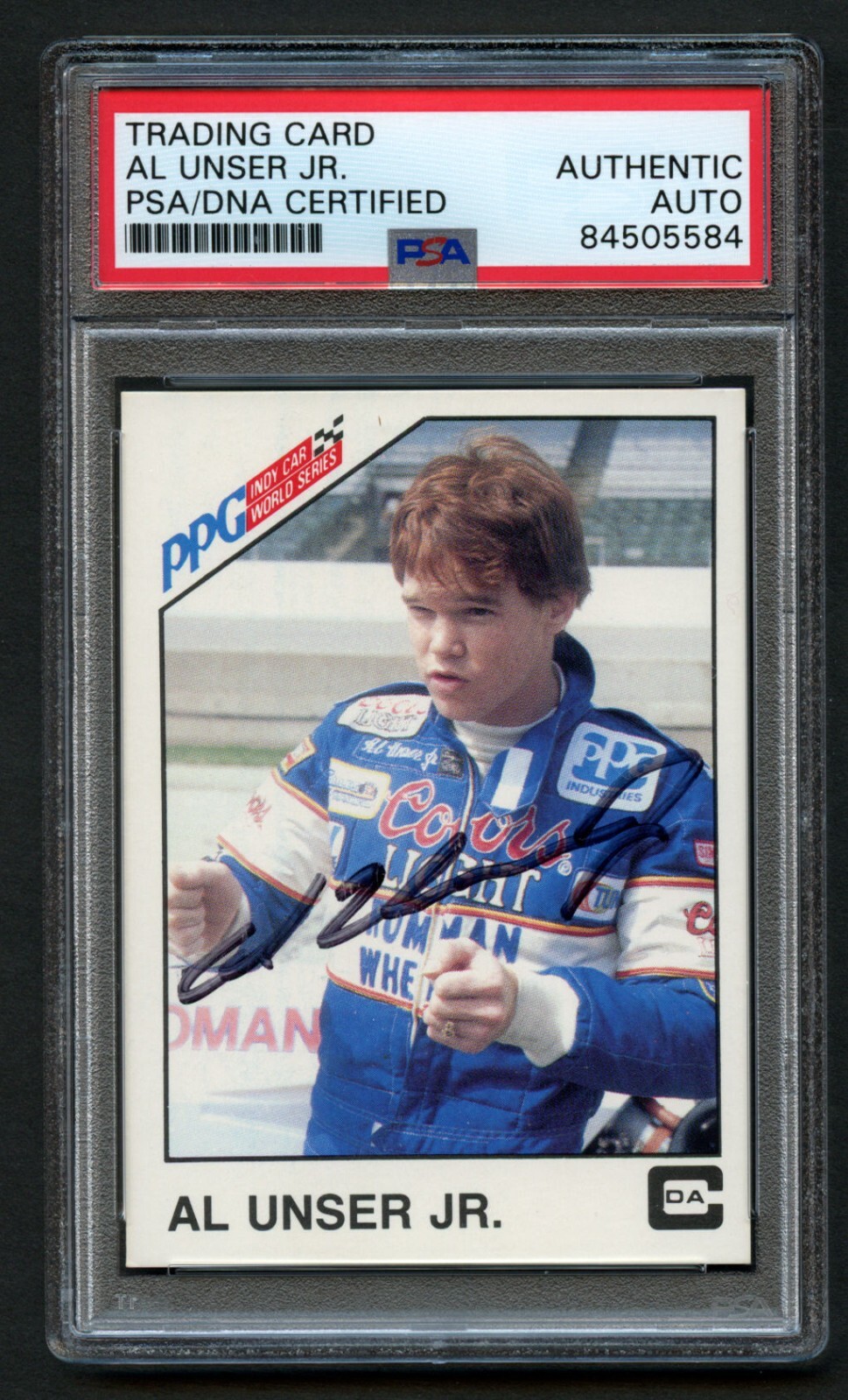 Al Unser Jr. #43 signed autograph 1983 PPG Indy A&S Racing Card PSA Slabbed