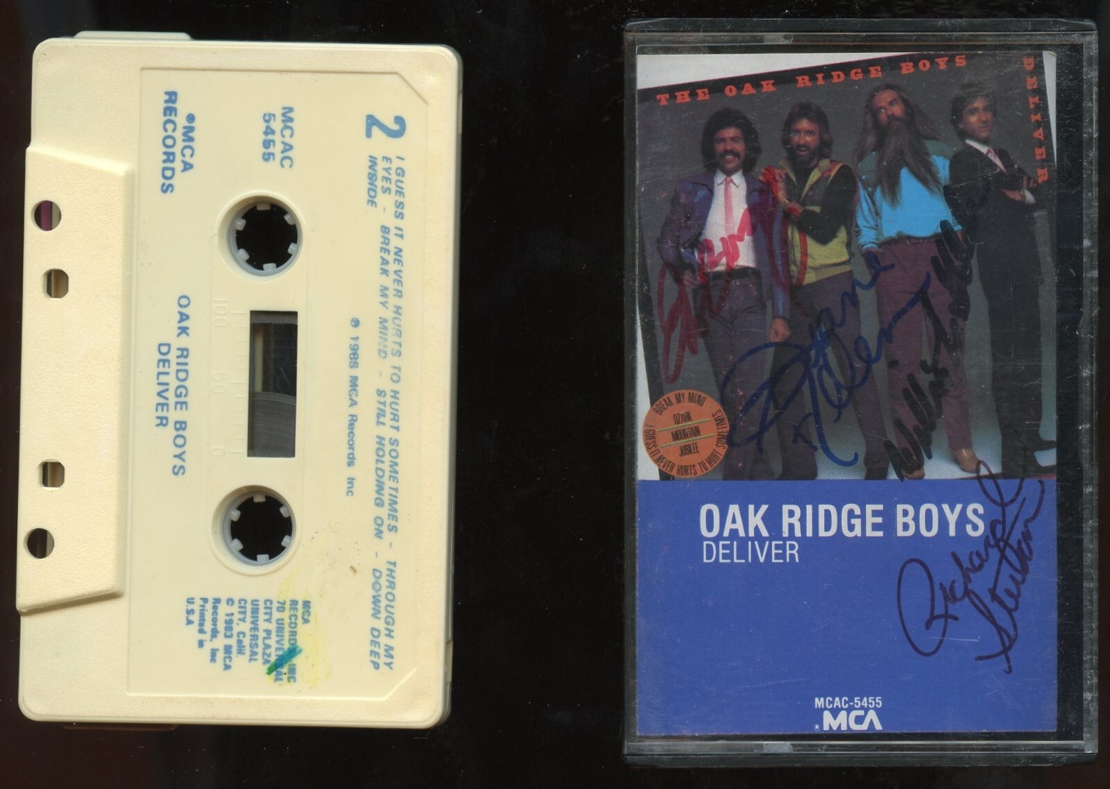 Oak Bridge Boys all 4 signed autographed Deliver Album Cassette Tape BAS Letter