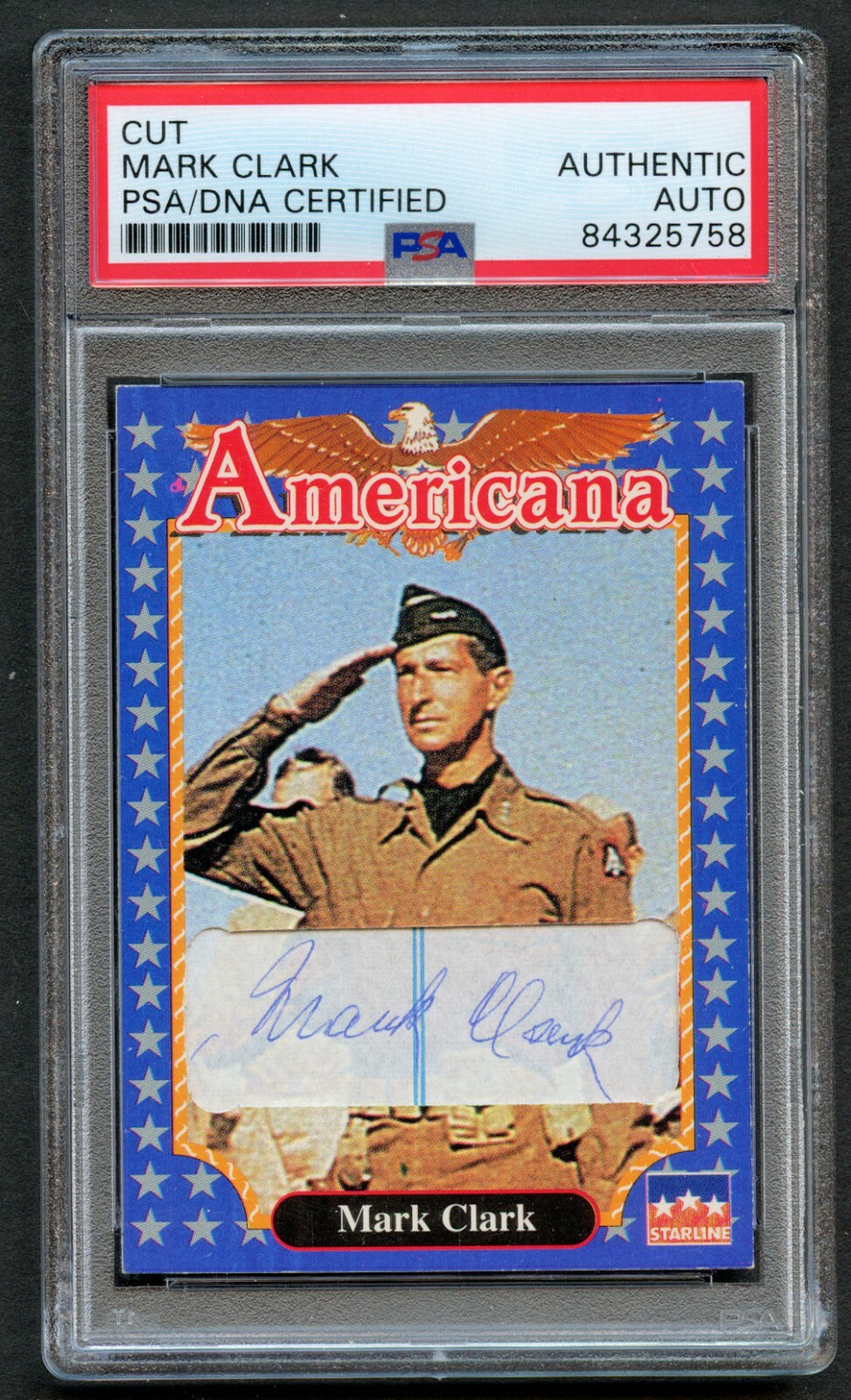 Mark Clark (d. 1984) signed autograph auto Americana Custom Card PSA Slabbed