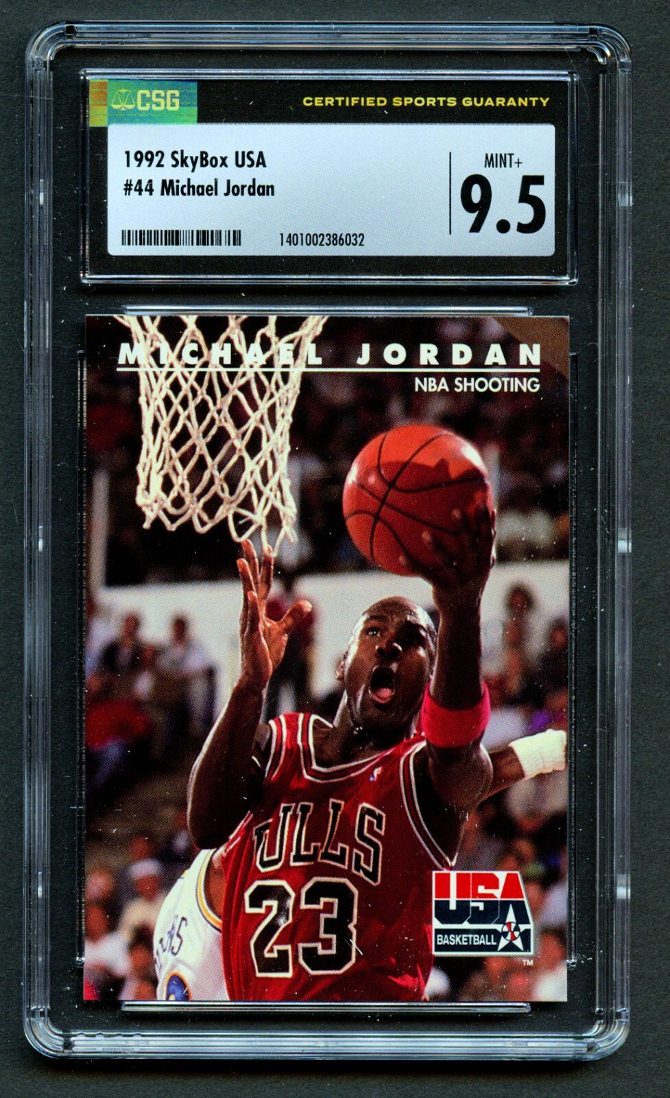 Michael Jordan #44 SkyBox 1992 USA NBA Shooting Basketball Chicago Bulls CSG 9.5