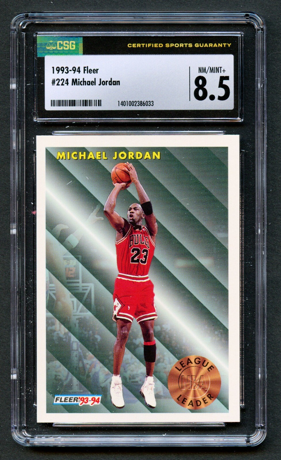 Michael Jordan #224 Fleer 1993-94 League Leader Basketball Card CSG 8.5