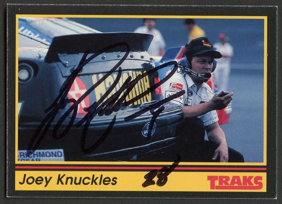 Joey Knuckles #185 signed autograph auto 1991 Traks NASCAR Racing Trading Card