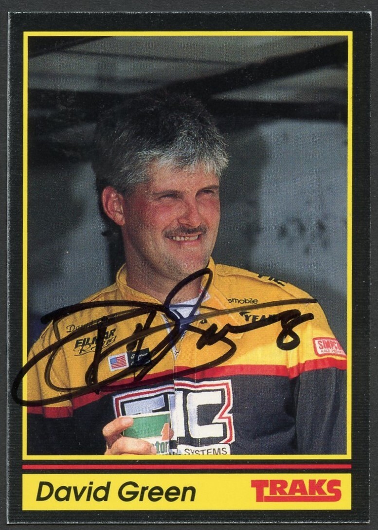 David Green #108 signed autograph auto 1991 Traks NASCAR Racing Trading Card