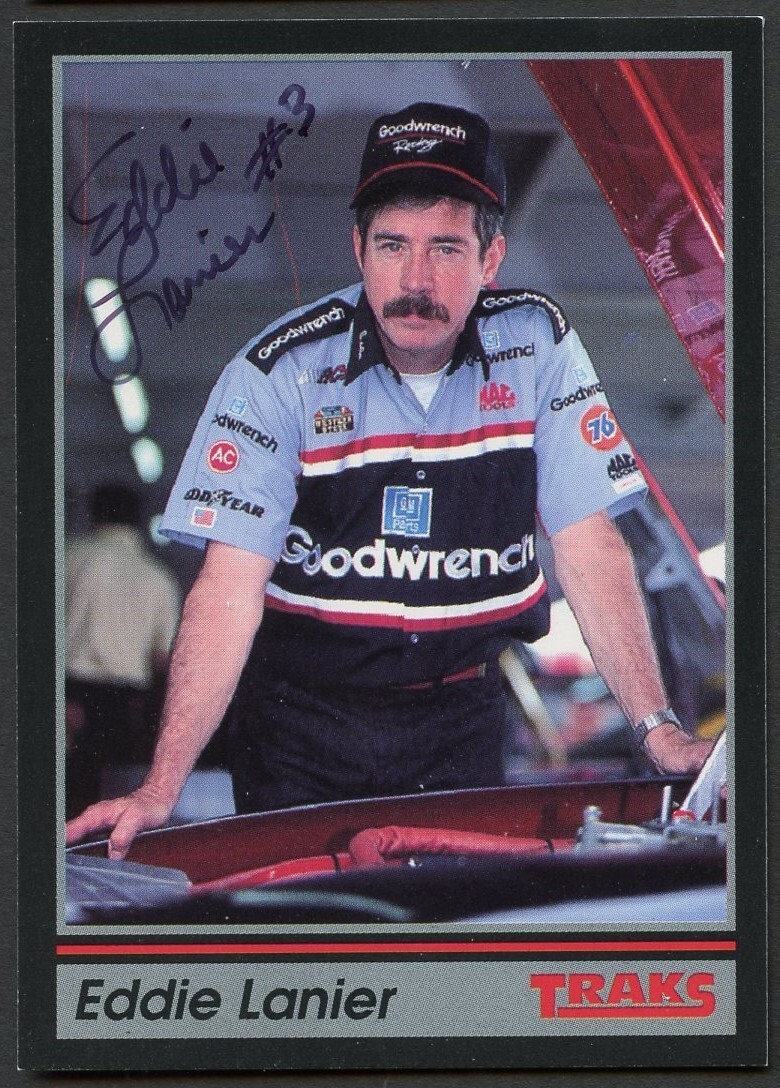 Eddie Lanier #16 signed autograph auto 1991 Traks NASCAR Racing Trading Card