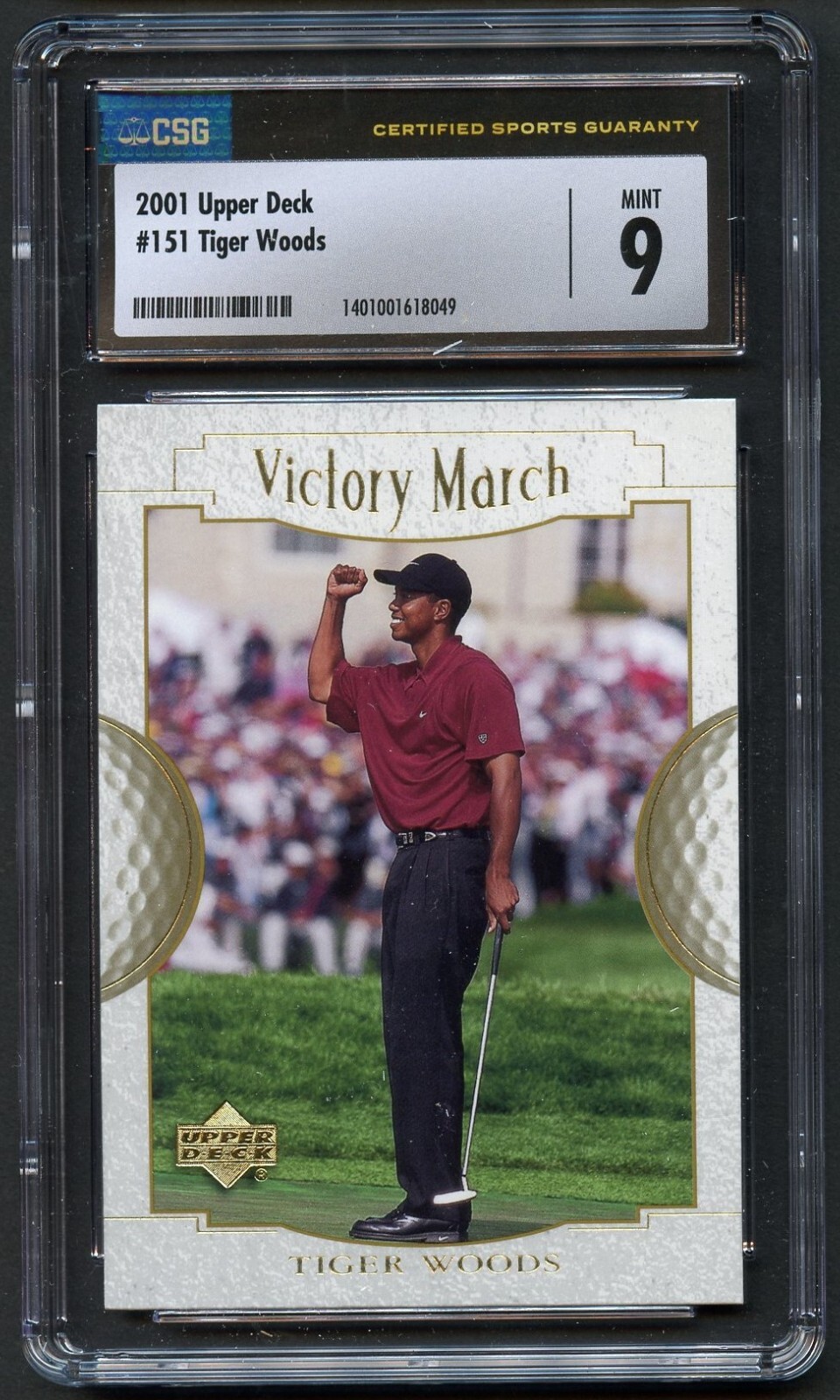 Tiger Woods #151 Upper Deck 2001 Golf Trading Card CSG 9 Mint