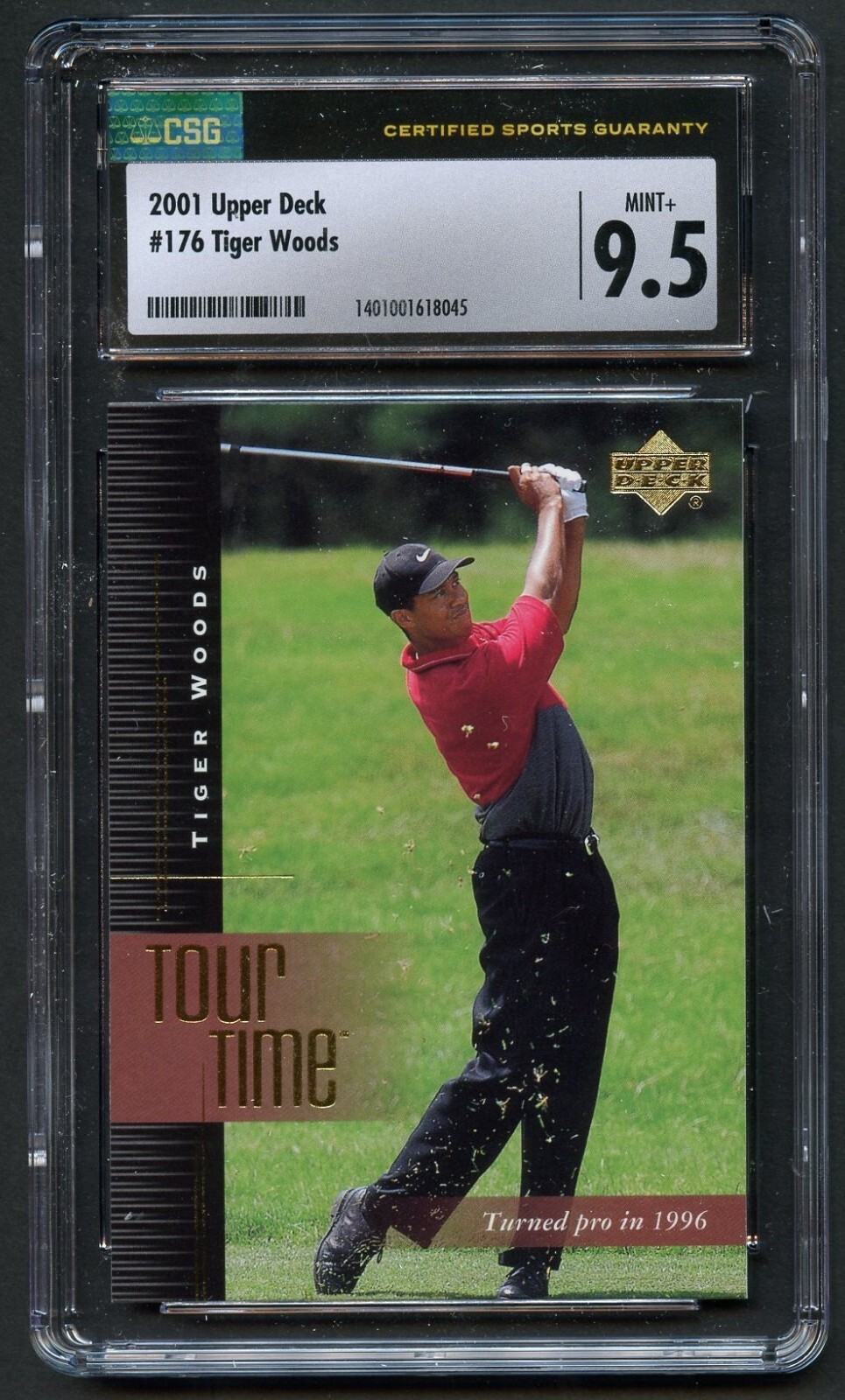Tiger Woods #176 Upper Deck 2001 Golf Trading Card CSG 9.5 Mint+