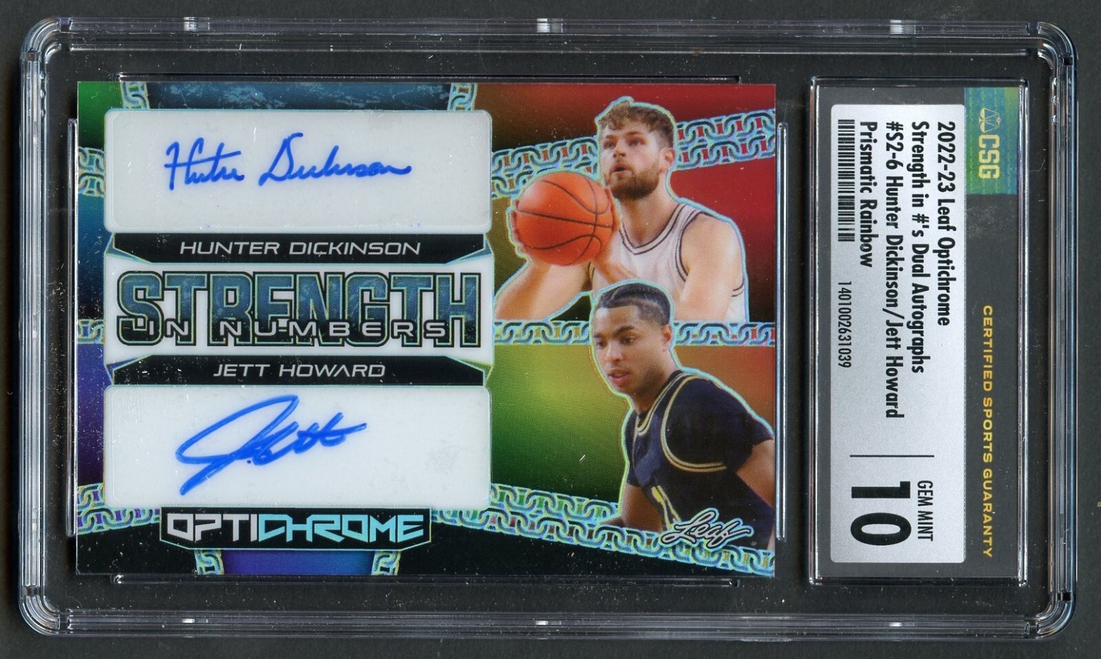 Hunter Dickinson & Jett Howard 1/5 Leaf Optichrome 2022-23 Dual Autograph CSG 10
