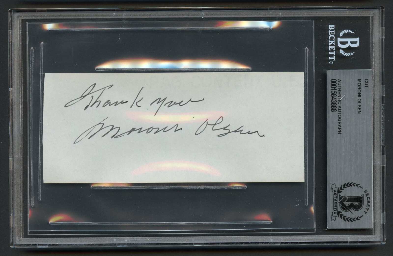 Moroni Olsen d1954 signed 2x5 cut Voice of Slave Snow White's Magic Mirror BAS