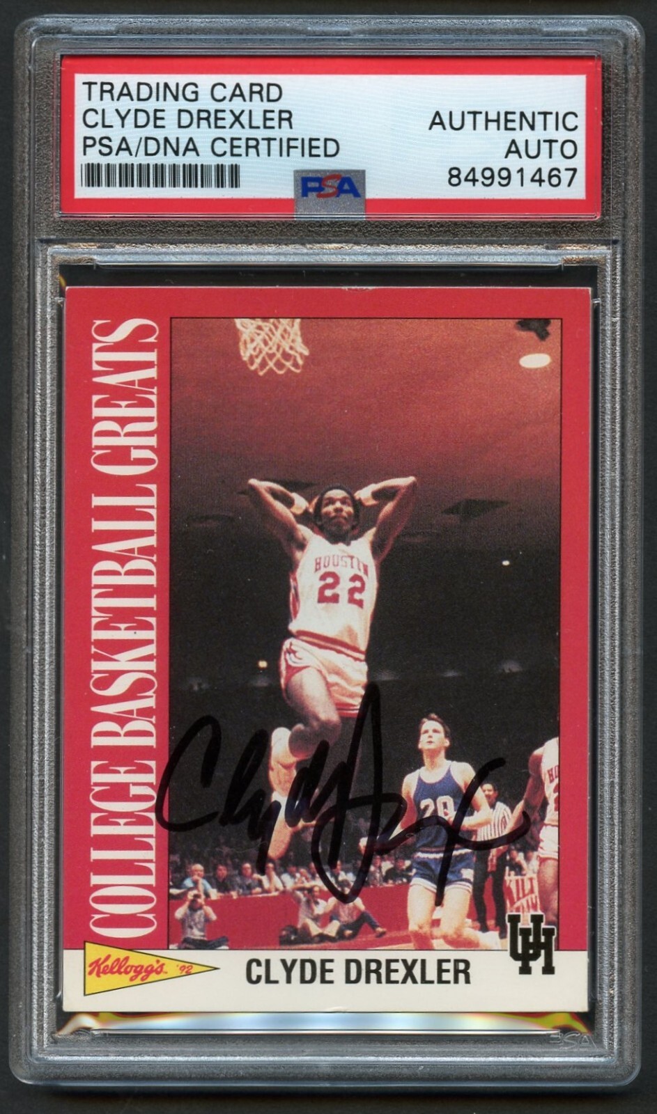 Clyde Drexler signed autograph 1992 College Greats Basketball Card PSA Slabbed