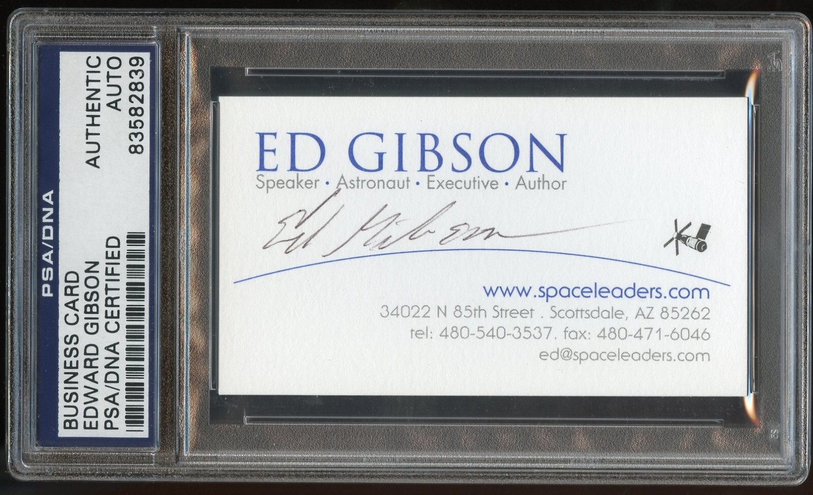 Edward Gibson signed autograph auto Astronaut Business Card PSA Slabbed