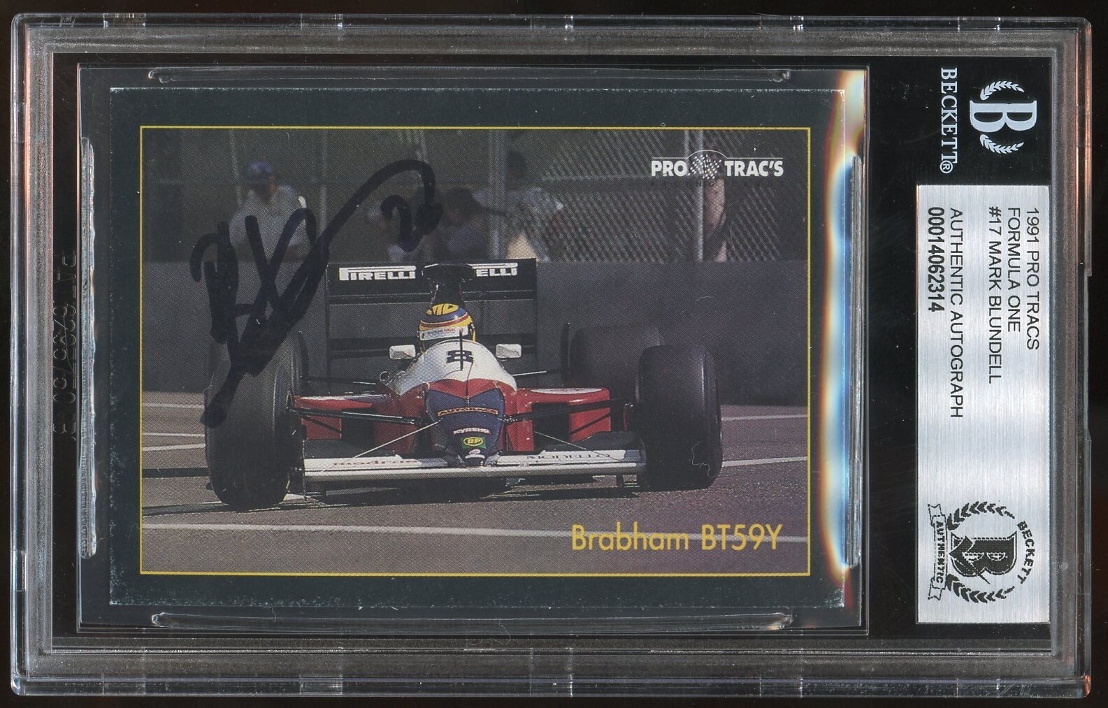 Mark Blundell #17 signed autograph auto 1991 PPG Indy Car Trading Card BAS Slab